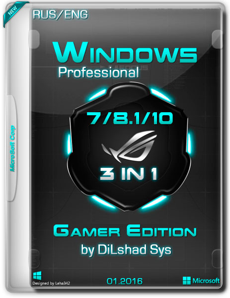 Windows 7/8.1/10 Pro x64 3in1 E-Gamer by DiLshad Sys (RUS/ENG/2016) на Развлекательном портале softline2009.ucoz.ru
