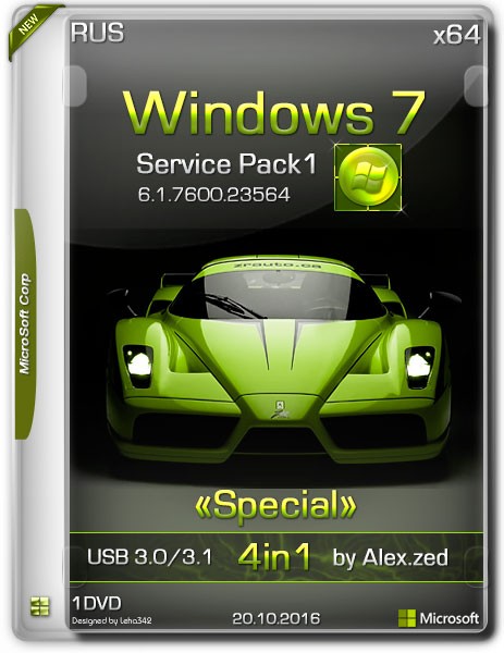Windows 7 SP1 x64 Special 4in1 USB 3.0/3.1 by Alex.zed (RUS/2016) на Развлекательном портале softline2009.ucoz.ru