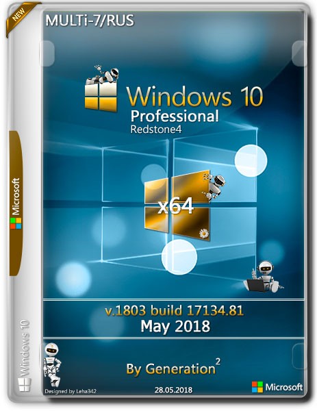 Windows 10 Pro x64 RS4 v.1803.17134.81 May 2018 by Generation2 (RUS/MULTi7) на Развлекательном портале softline2009.ucoz.ru