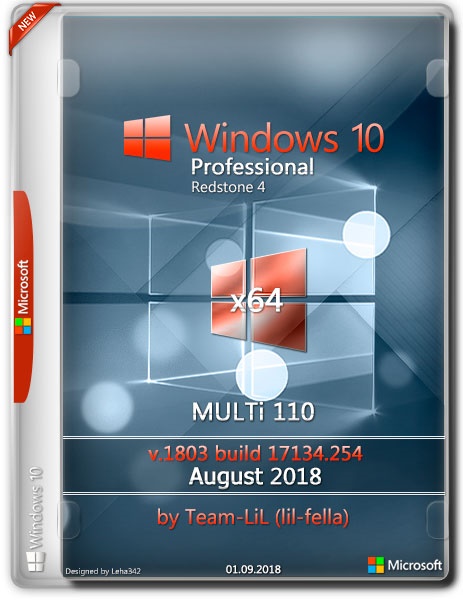 Windows 10 Pro x64 1803.17134.254 August 2018 by Team-LiL (MULTi-110/RUS) на Развлекательном портале softline2009.ucoz.ru