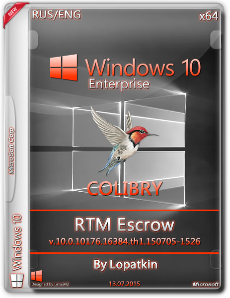 Windows 10 Enterprise x64 RTM Escrow v.10.0.10176 COLIBRY By Lopatkin (RUS/ENG/2015) на Развлекательном портале softline2009.ucoz.ru