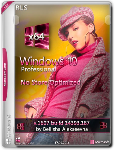 Windows 10 Pro x64 14393.187 No Store Optimized by Bellisha (RUS/2016) на Развлекательном портале softline2009.ucoz.ru