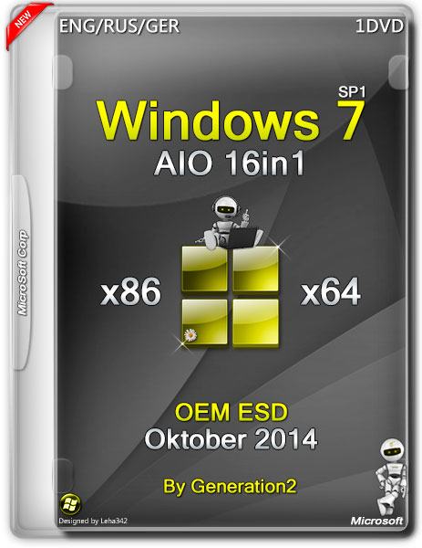 Windows 7 SP1 x86/x64 AIO 16in1 OEM ESD Oktober 2014 by Generation2 (ENG/RUS/GER) на Развлекательном портале softline2009.ucoz.ru